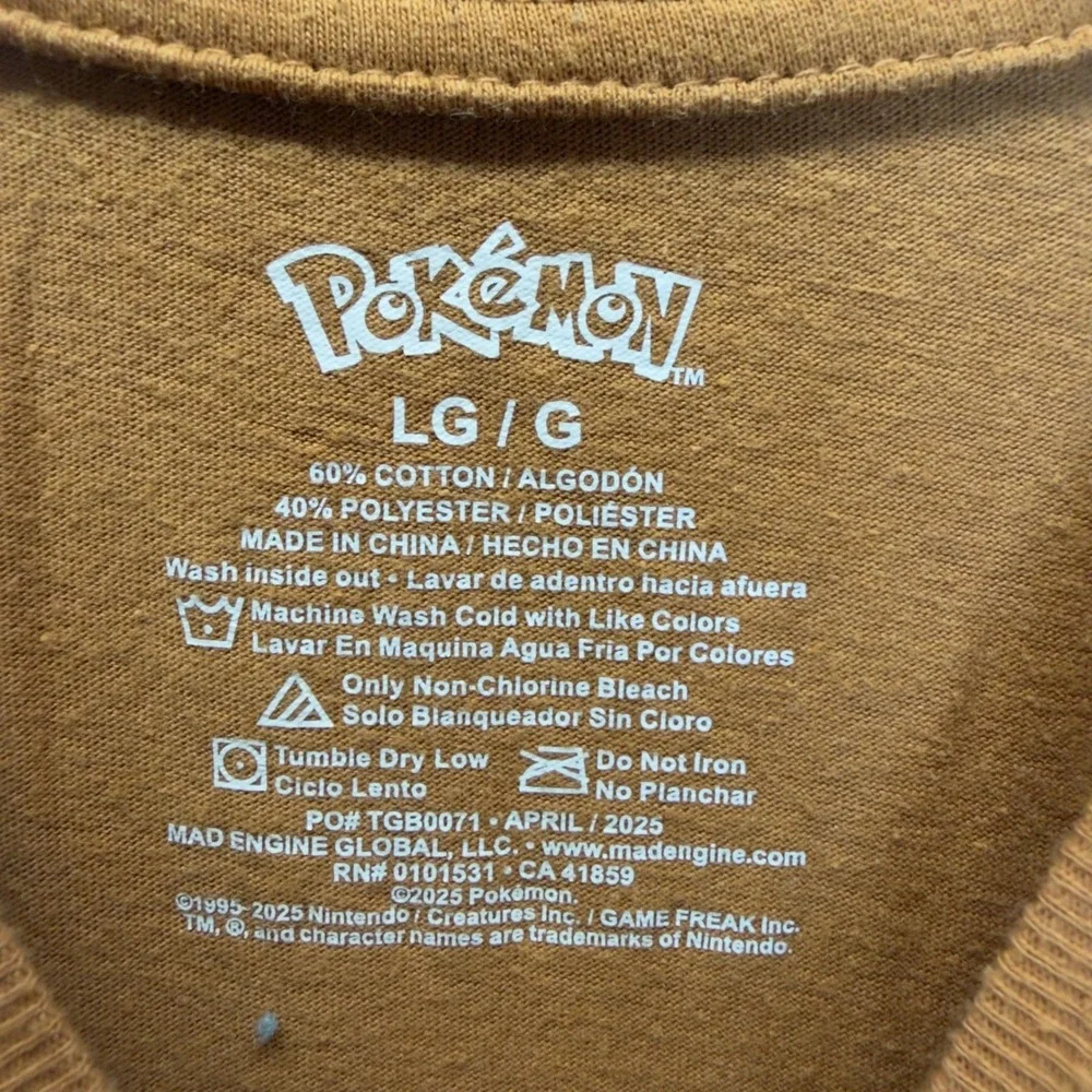 Pokemon Pikachu Boys Graphic T-Shirt Yellow Ochre Mad Engine Size L 12
